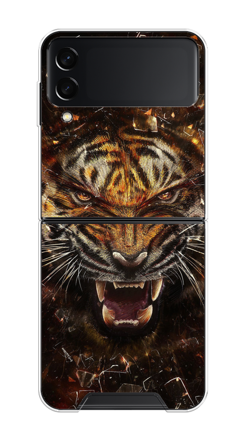 

Чехол на Samsung Galaxy Z Flip 3 "Тигр осколки", Оранжевый;серый;черный, 2103750-1