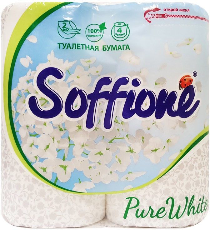 Купить Туалетная бумага двухслойная белая Soffione 4 шт
