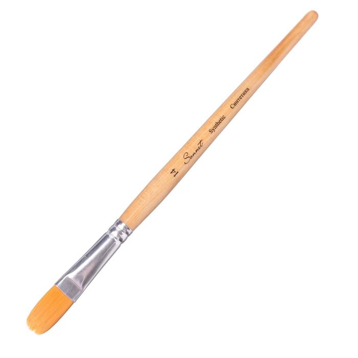 фото Кисть синтетика овальная зхк сонет №14 (13 мм), короткая ручка пропитана лаком невская палитра