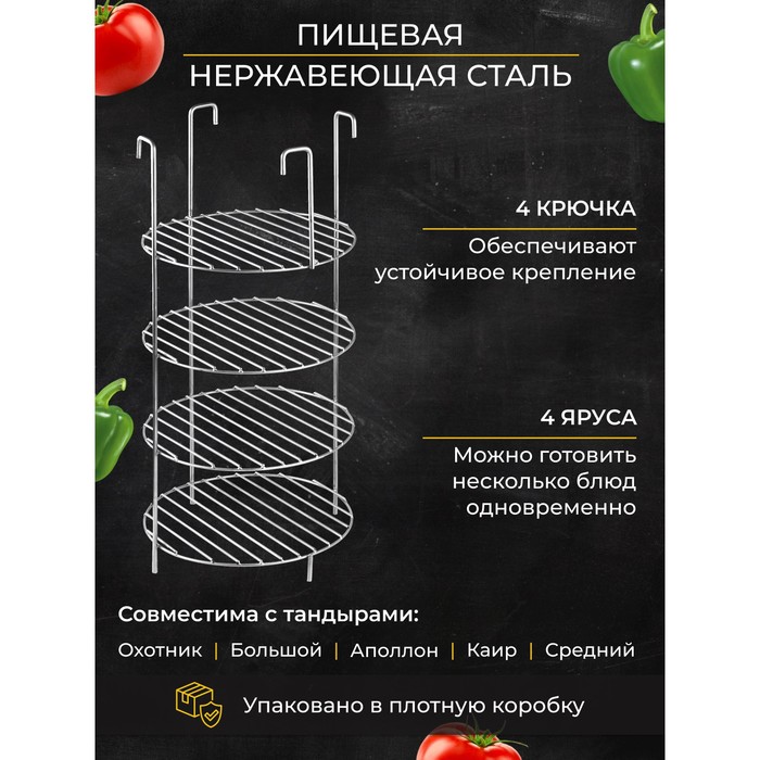 

Решетка 4-х ярусная на крестовину, диаметр 23 см, Серебристый