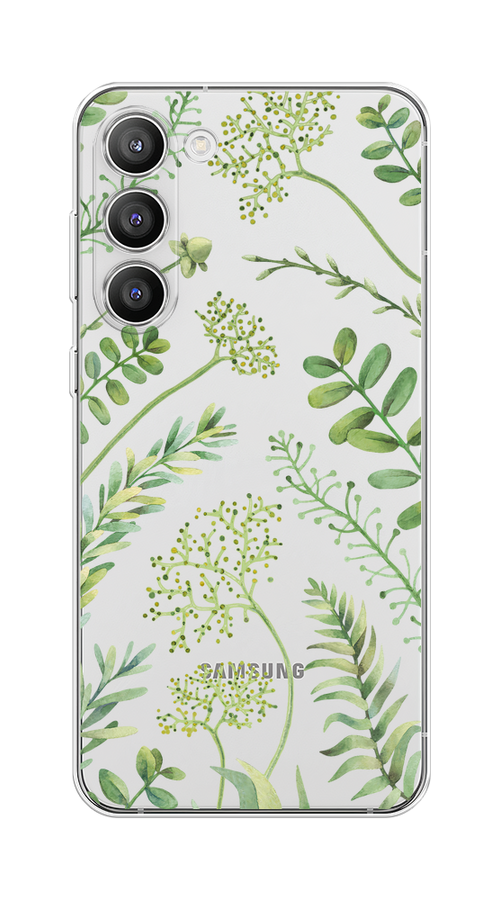 

Чехол Homey на Samsung Galaxy S23 Plus 5G "Green Leaves", Зеленый;прозрачный, 2107450-1