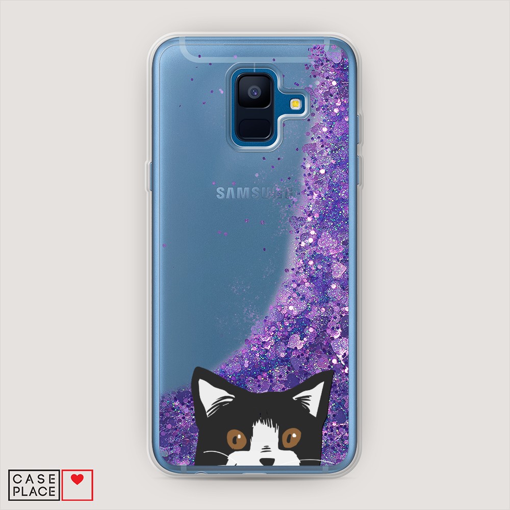 

Чехол Awog на Samsung Galaxy A6 2018 "Подглядывающий кот", Разноцветный, 25992-1