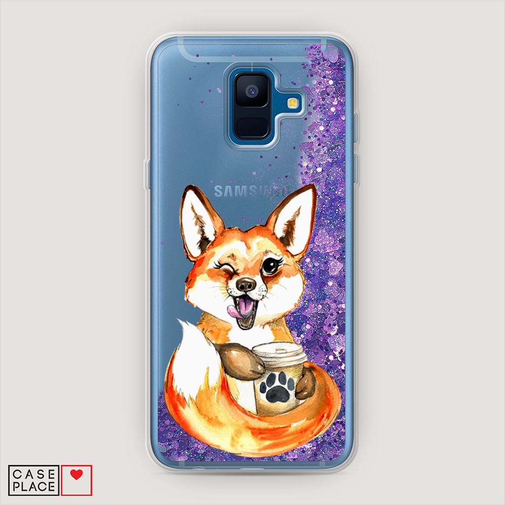 

Чехол Awog на Samsung Galaxy A6 2018 "Подмигивающая лиса с кофе", Разноцветный, 25992-1