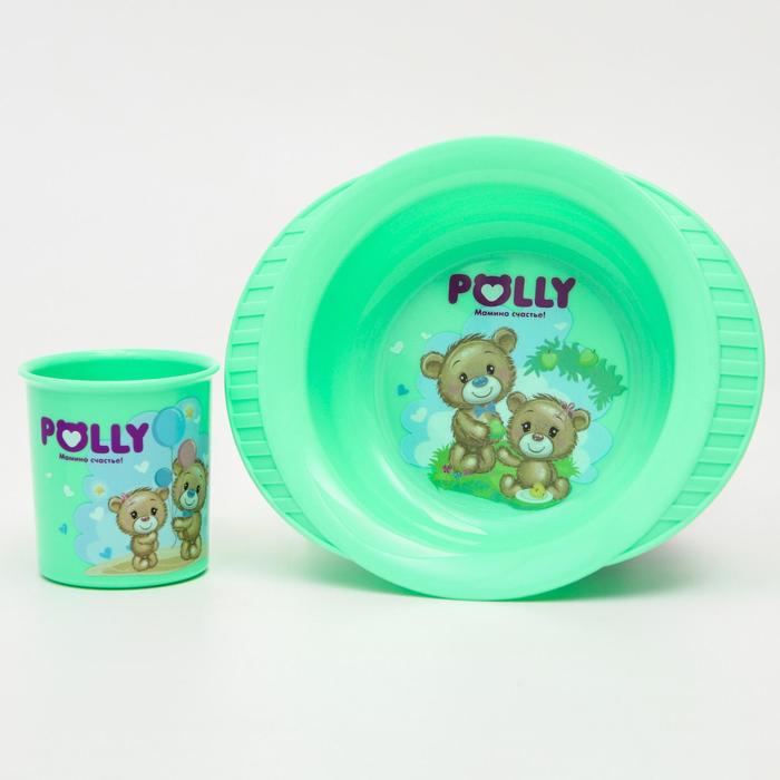 

Набор посуды POLLY: кружка 0,2 л., тарелка на присоске, цвет МИКС, Polly