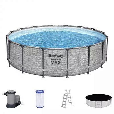 Каркасный бассейн Bestway Pool Set 5619E 488х488х122 см серый