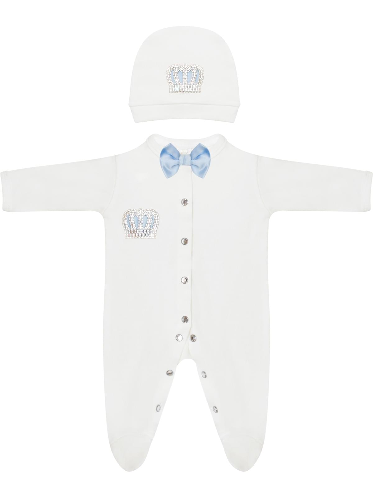 Комплект на выпискудетский детский Luxury Baby Корона, белый; голубой, 56
