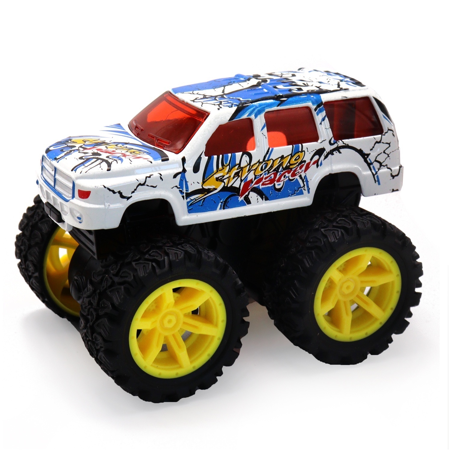 фото Машинка funky toys белая die-cast, джип с желтыми колесами и краш-эффектом, 14,5 см