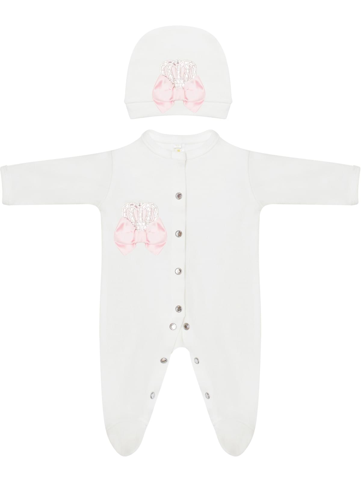 Комплект на выпискудетский детский Luxury Baby Корона, белый; розовый, 62