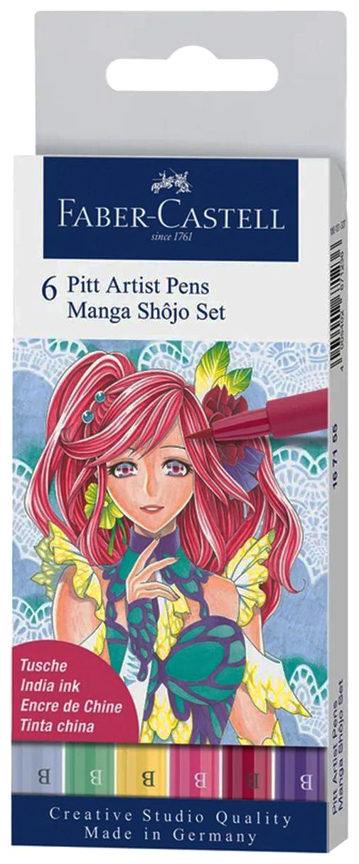 

Набор для леттеринга Faber-Сastell FC-167155 Pitt Artist Pens Manga Shjo Brush, 6 шт