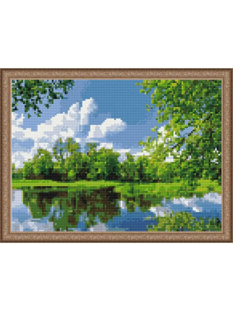 Алмазная мозаика ВанГогВоМне Отражение леса 30х40 на подрамнике