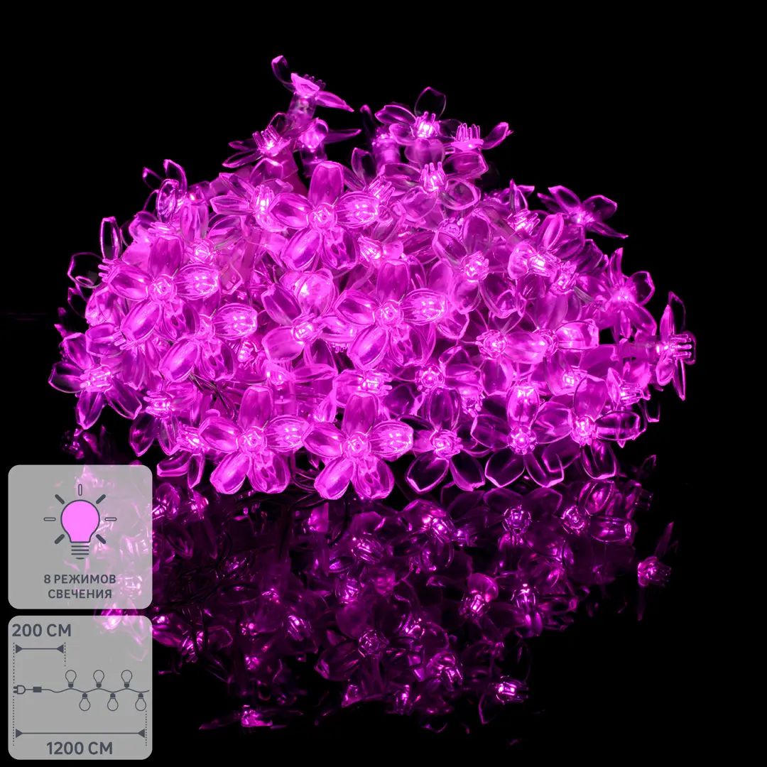 Электрогирлянда комнатная AuraLight Нить 10м 80 ламп фиолетовый 8 режимов работы