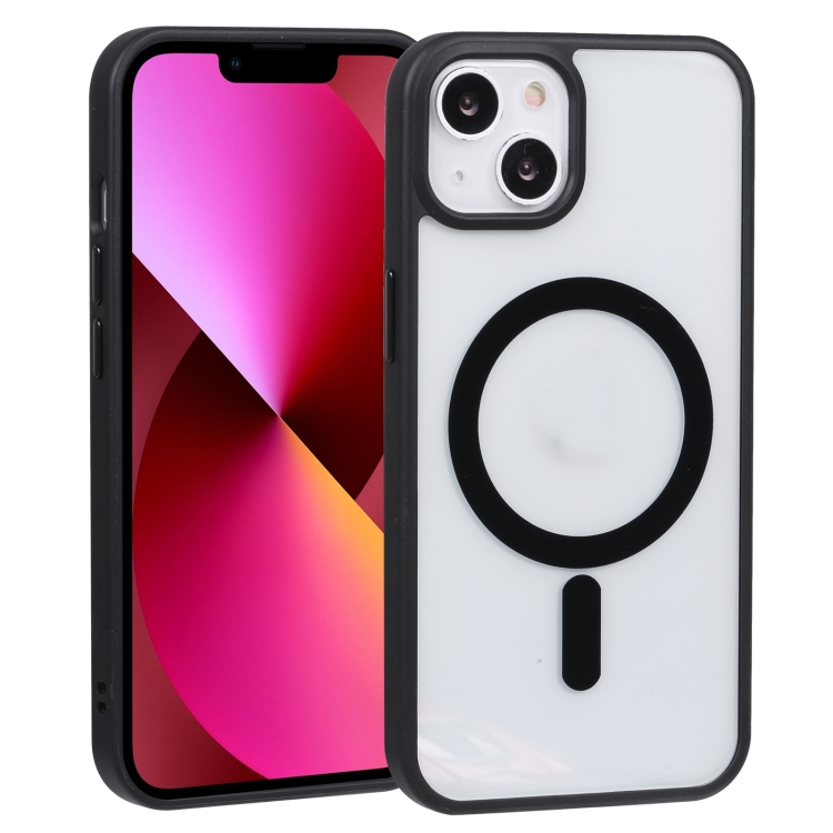 

Чехол-накладка PC+TPU с MagSafe для iPhone 13, прозрачно-черный, Прозрачный