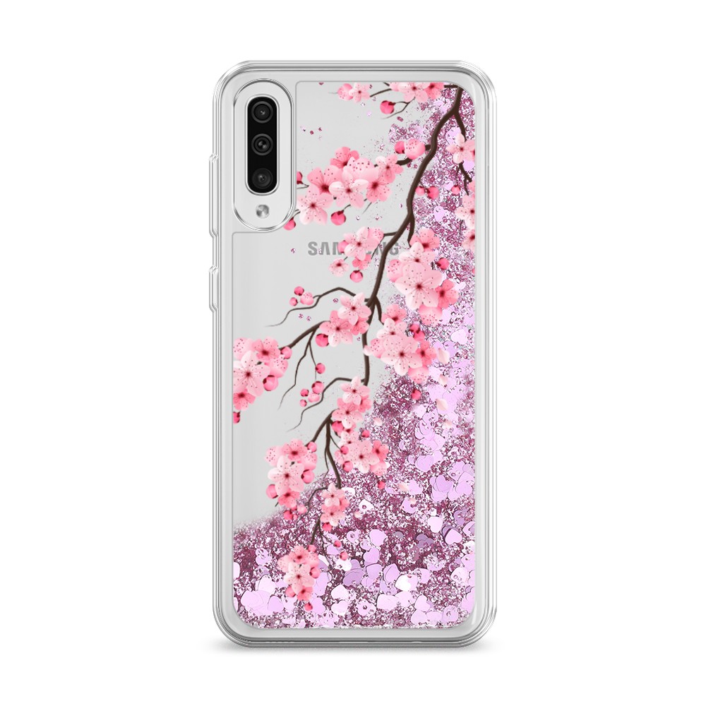 

Жидкий чехол с блестками "Розовая сакура" на Samsung Galaxy A50