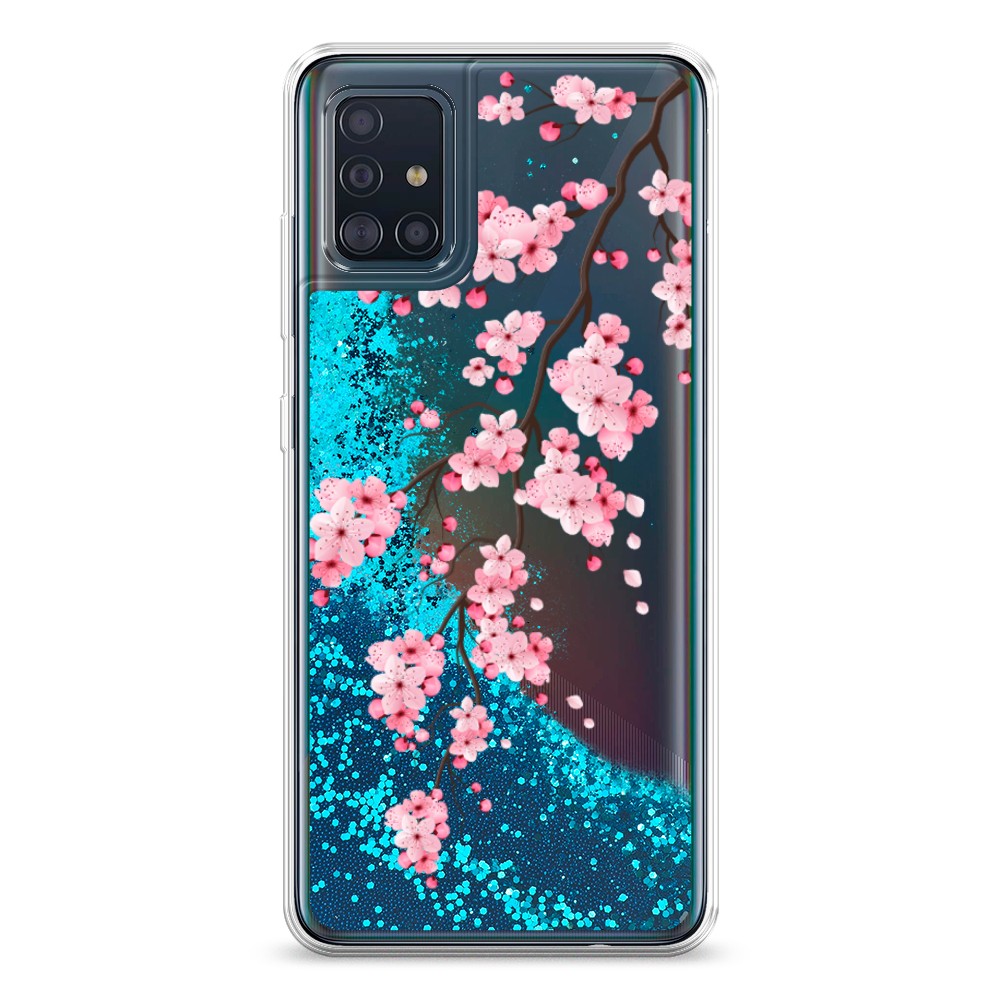 

Жидкий чехол с блестками "Розовая сакура" на Samsung Galaxy A51