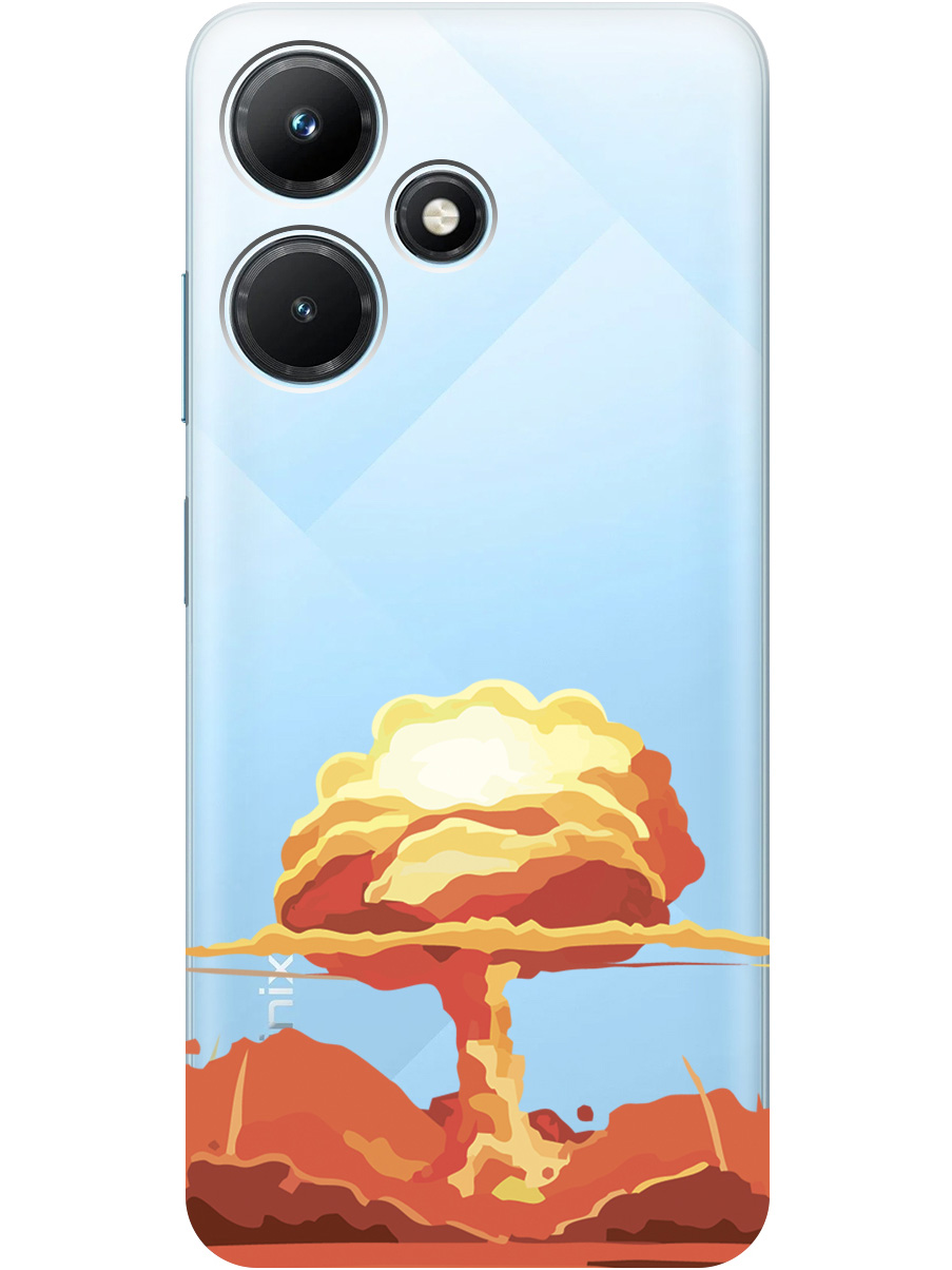 

Чехол на Infinix Hot 30i силиконовый с принтом "Boom", Прозрачный;красный, 20001108
