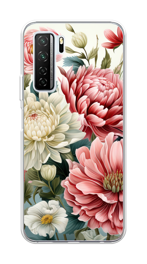 

Чехол на Honor 30S Global/Huawei P40 Lite 5G/Nova 7 SE "Садовые цветы рисунок", Розовый;зеленый;белый, 6103050-1