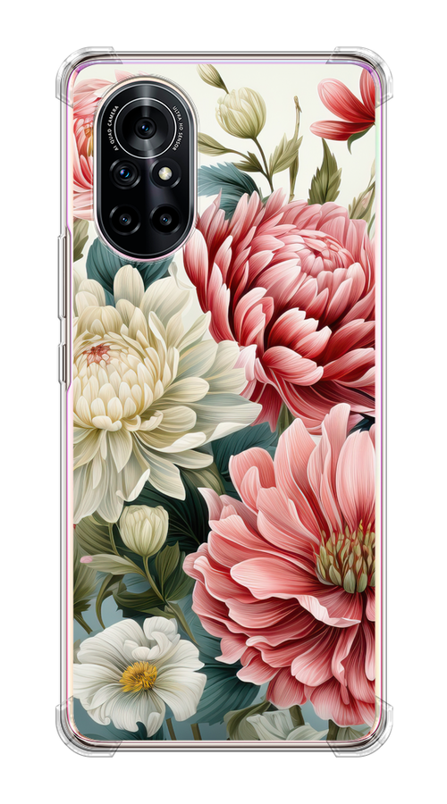 

Чехол на Honor V40 Lite/Huawei Nova 8 "Садовые цветы рисунок", Розовый;зеленый;белый, 6105750-1