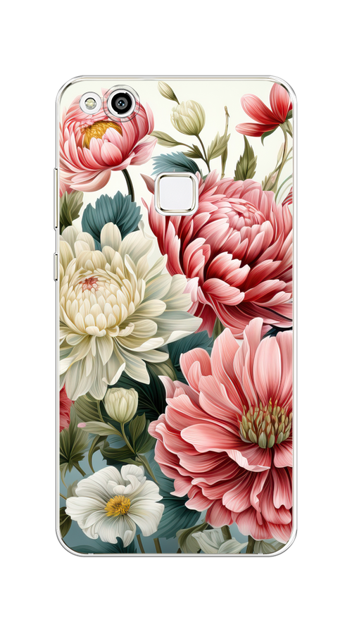

Чехол на Huawei P10 Lite "Садовые цветы рисунок", Розовый;зеленый;белый, 61350-1