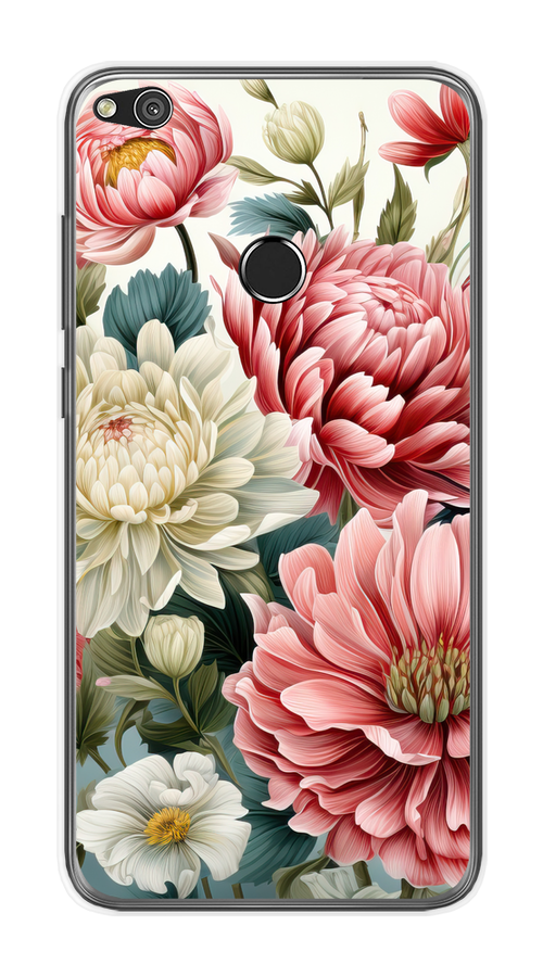 

Чехол на Honor 8 Lite/Huawei P8 Lite "Садовые цветы рисунок", Розовый;зеленый;белый, 63950-1