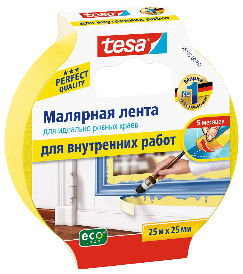 Лента-скотч малярная TESA TESA-T56245-00000-00 для четких краев, желтая 25 ммх25 м