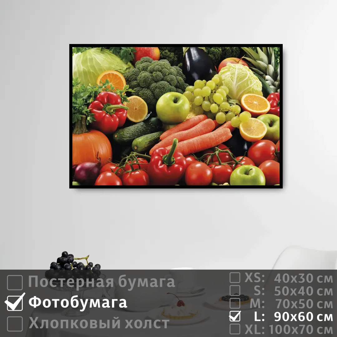 

Постер на фотобумаге ПолиЦентр Овощи и фрукты 90х60 см, ОвощиИФрукты