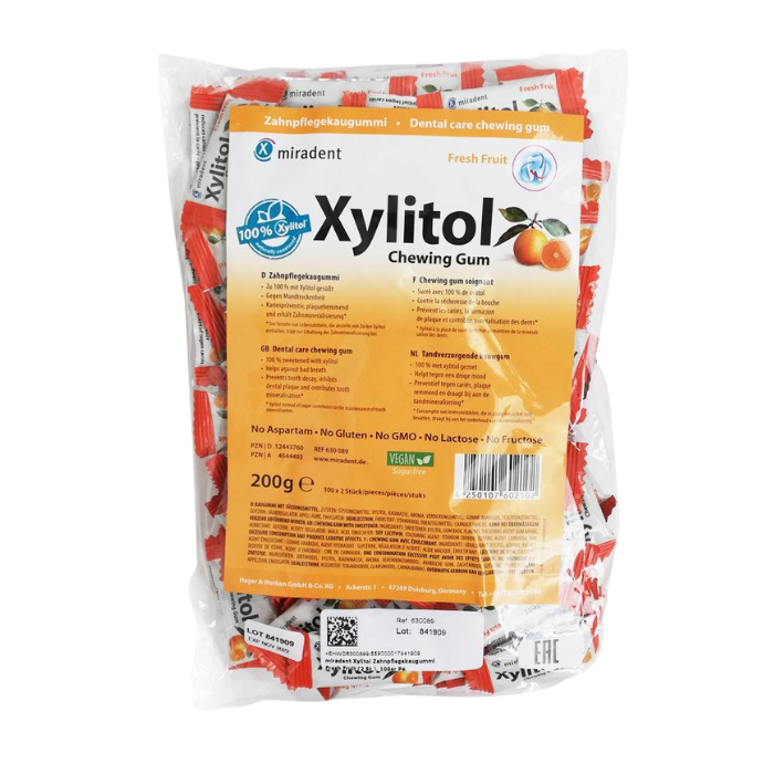 фото Жевательная резинка miradent xylitol свежие фрукты, 100 шт *2гр