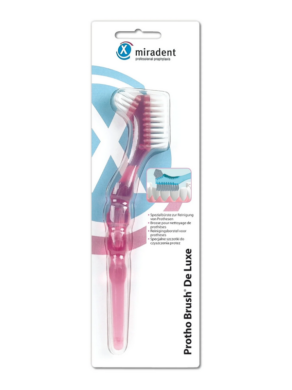 Зубная щетка Miradent для ухода за зубными протезами Розовая щетка curaprox для ухода за зубными протезами