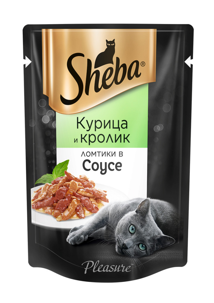 Влажный корм для кошек Sheba Pleasure ломтики из курицы и кролика в соусе, 85г