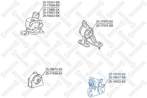 

Подушка двигателя Stellox 2519016SX левая, Toyota Auris Zze150, Nze151 -06