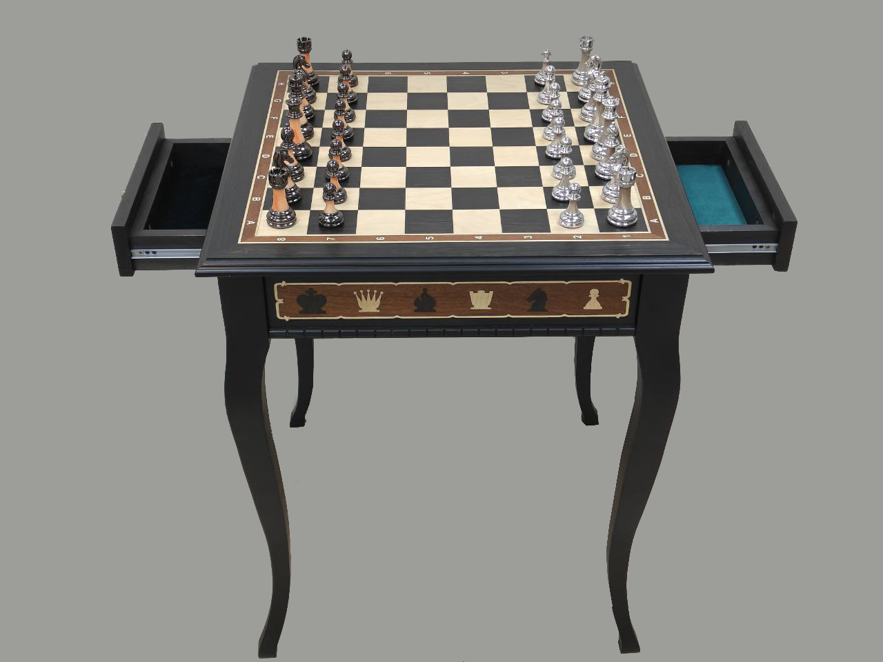 Шахматный Стол Подарочный Из Мореного Дуба С Фигурами Итальянский Дизайн