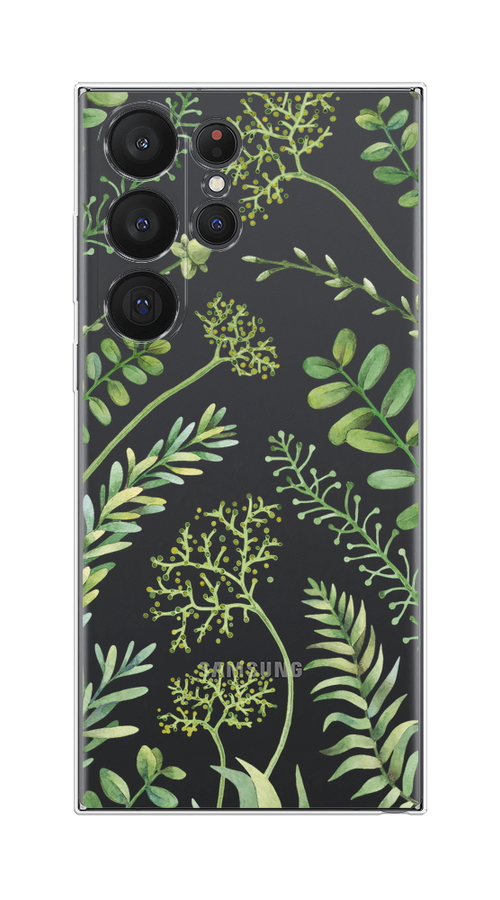 

Чехол Homey на Samsung Galaxy S23 Ultra 5G "Green Leaves", 2107550-1