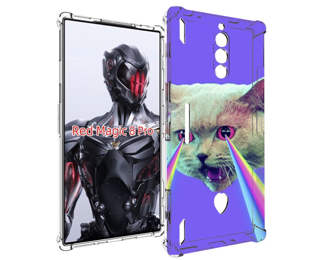 Чехол MyPads кот с радугой в глазах для ZTE Nubia Red Magic 8 Pro / Red Magic 8 Pro Plus