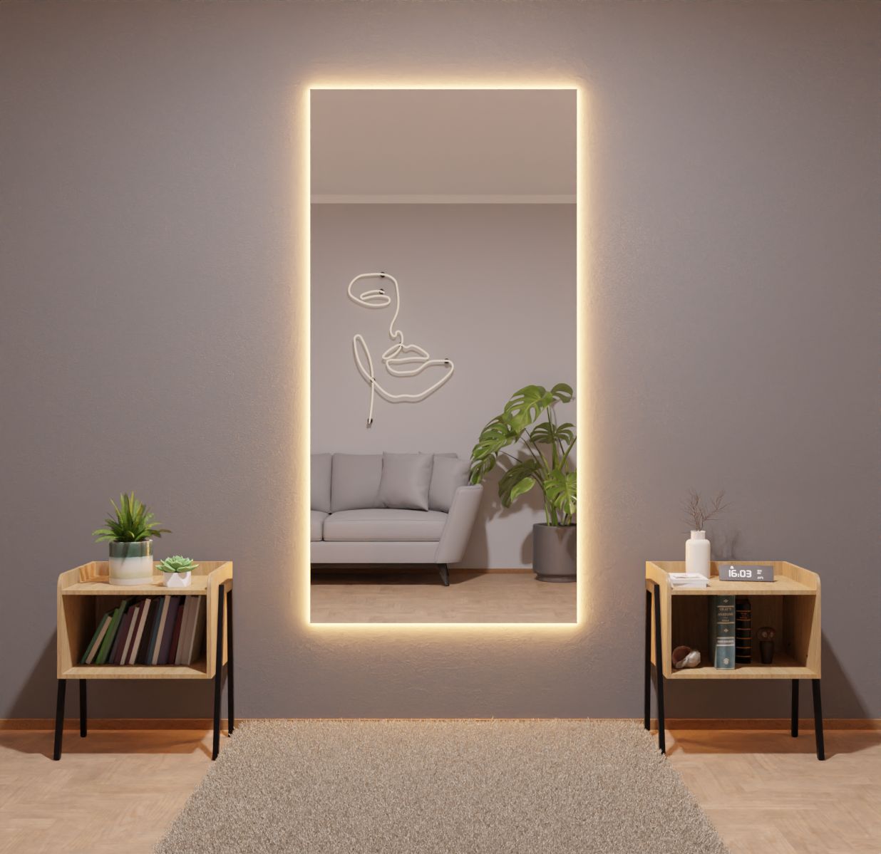 

Зеркало с подсветкой FlyLight 140х100 настенное в полный рост, Зеркальный, Fly Light