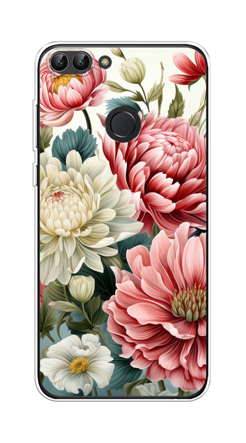 

Чехол на Huawei Y9 2018 "Садовые цветы рисунок", Розовый;зеленый;белый, 64950-1