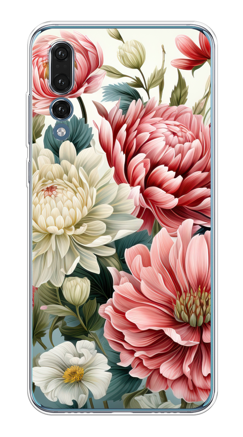 

Чехол на Huawei P20 Pro "Садовые цветы рисунок", Розовый;зеленый;белый, 65050-1