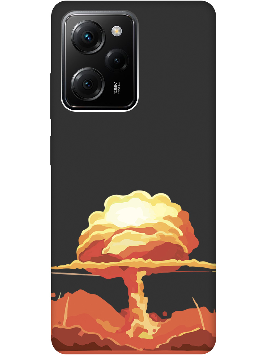 

Чехол на Poco X5 Pro силиконовый матовый Soft Touch с принтом "Boom", Черный;красный, 20000918