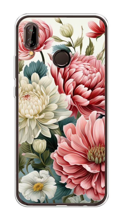 

Чехол на Huawei Nova 3 "Садовые цветы рисунок", Розовый;зеленый;белый, 66150-1