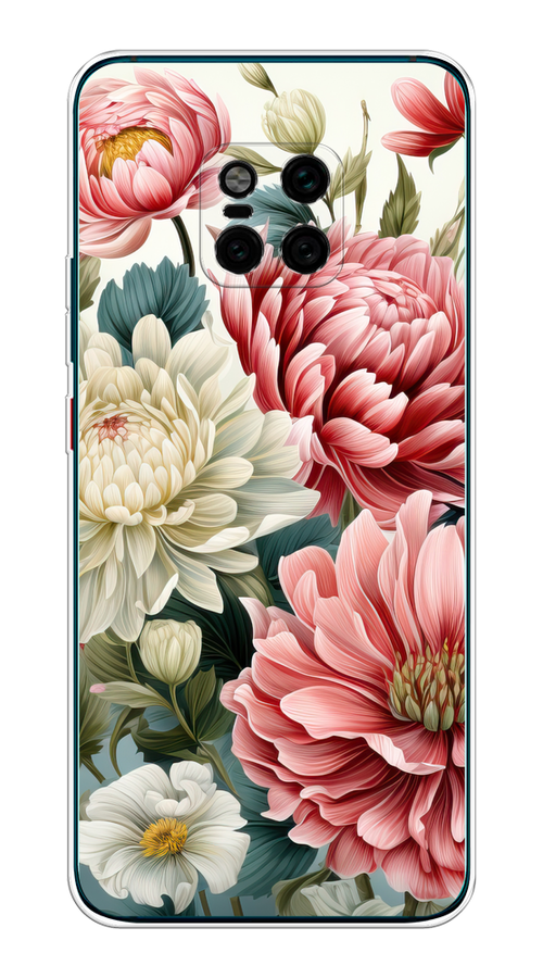 

Чехол на Huawei Mate 20 Pro "Садовые цветы рисунок", Розовый;зеленый;белый, 67050-1