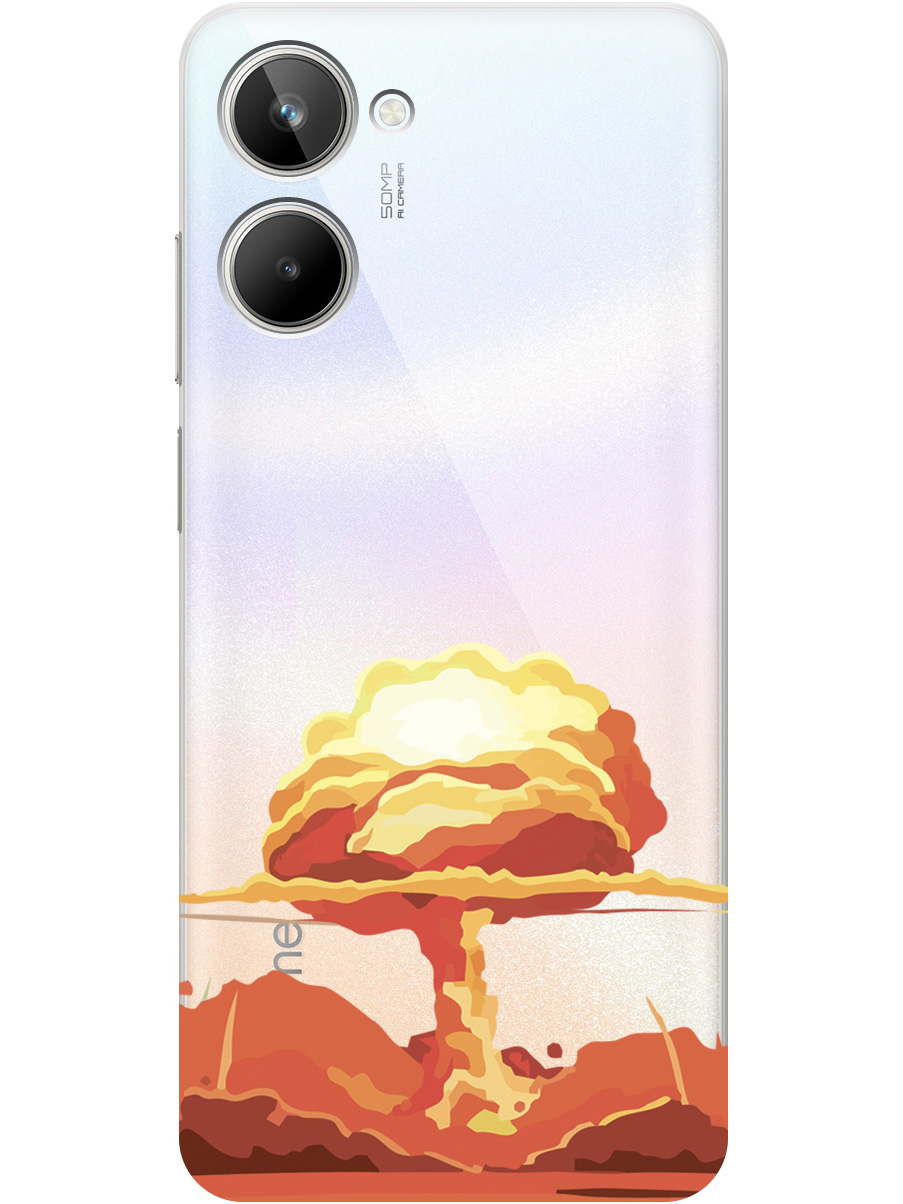 

Чехол на Realme 10 силиконовый с принтом "Boom", Прозрачный;красный, 20000774