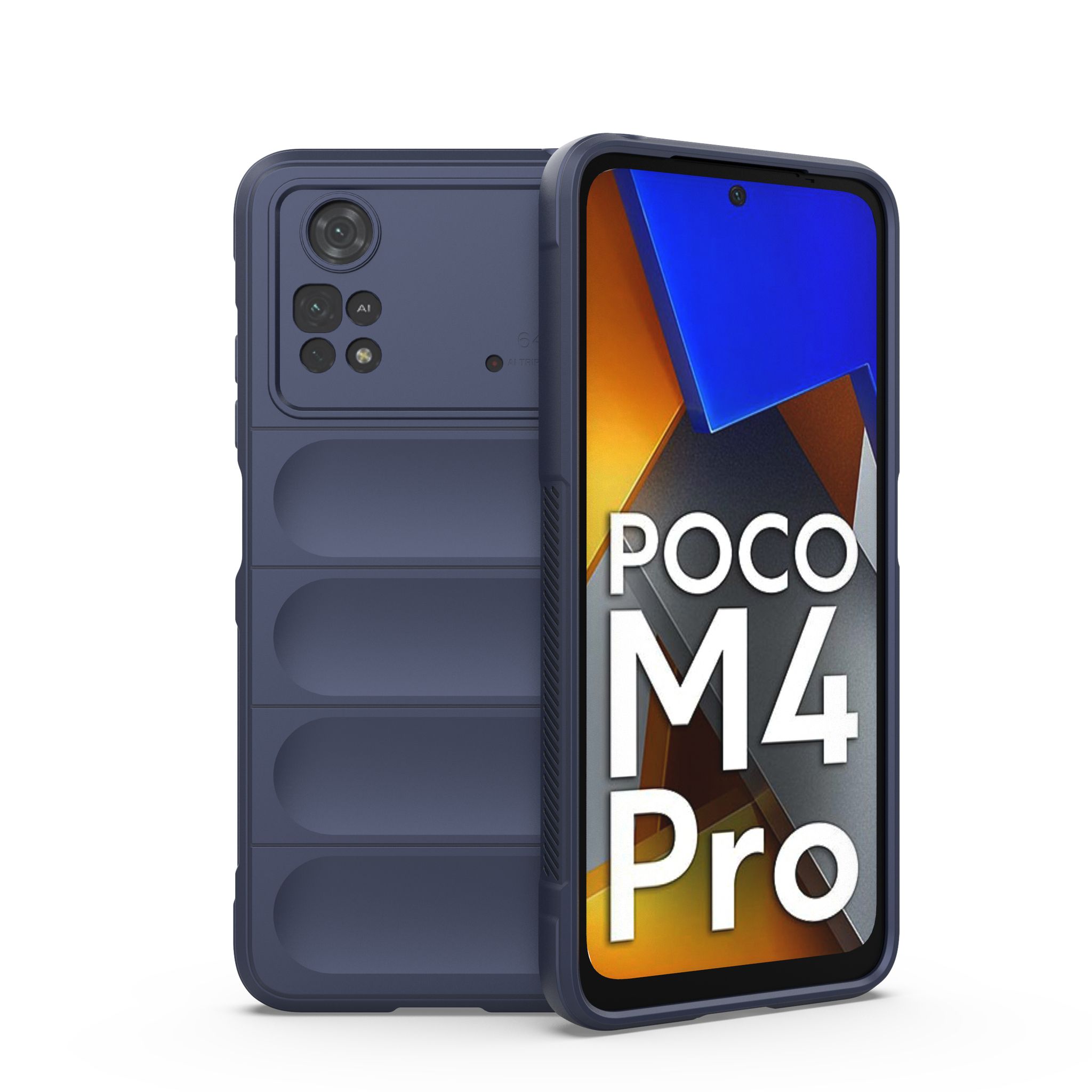 фото Противоударный чехол flexible case для xiaomi poco m4 pro 4g (синий) black panther