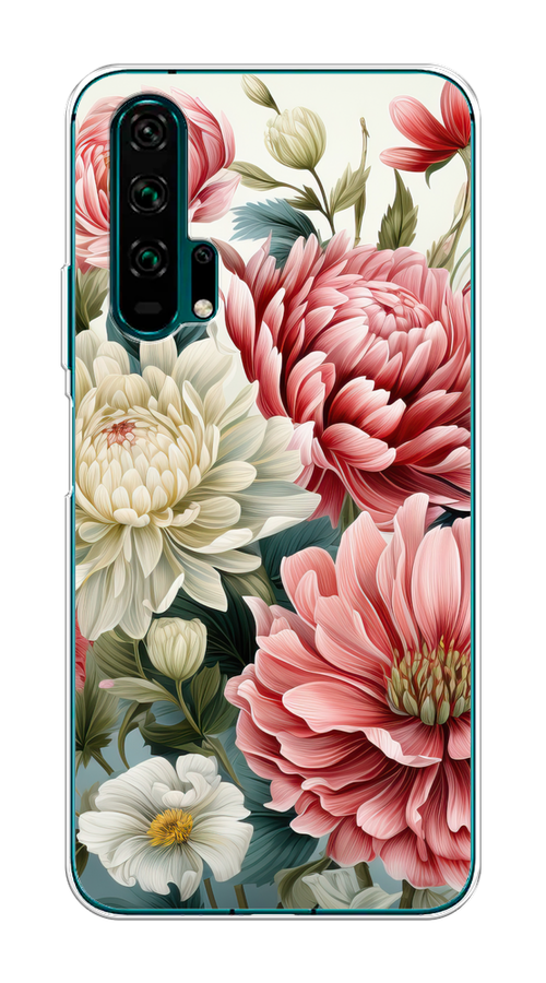 

Чехол на Honor 20 Pro "Садовые цветы рисунок", Розовый;зеленый;белый, 69350-1