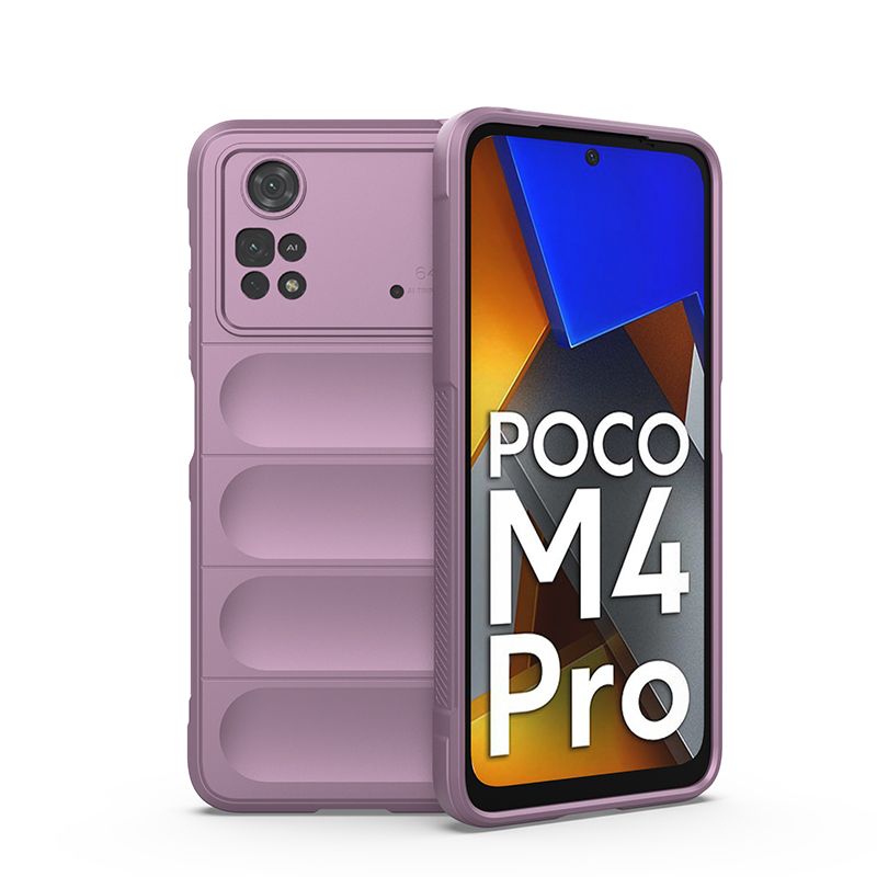 фото Противоударный чехол flexible case для xiaomi poco m4 pro 4g (сиреневый) black panther