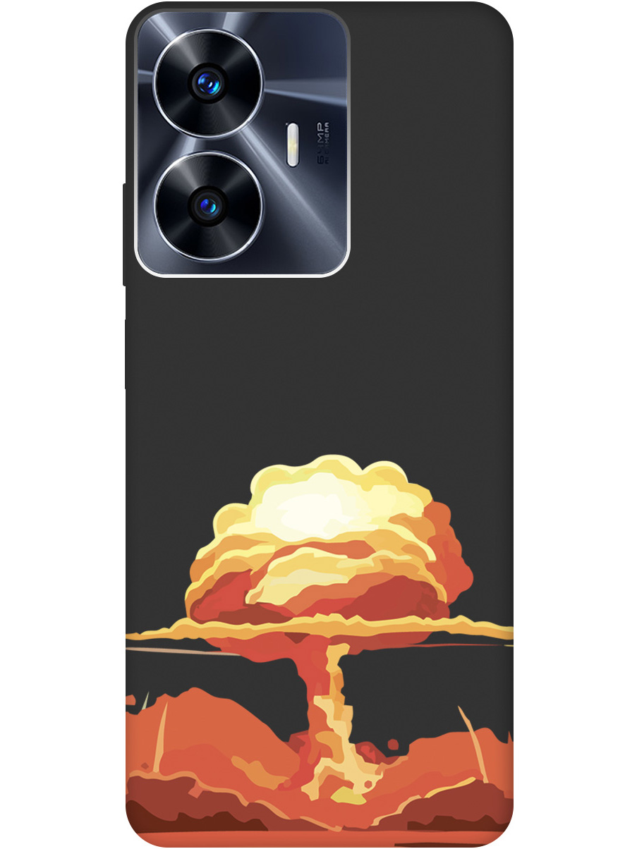 

Чехол на Realme C55 силиконовый матовый Soft Touch с принтом "Boom", Черный;красный, 20000874