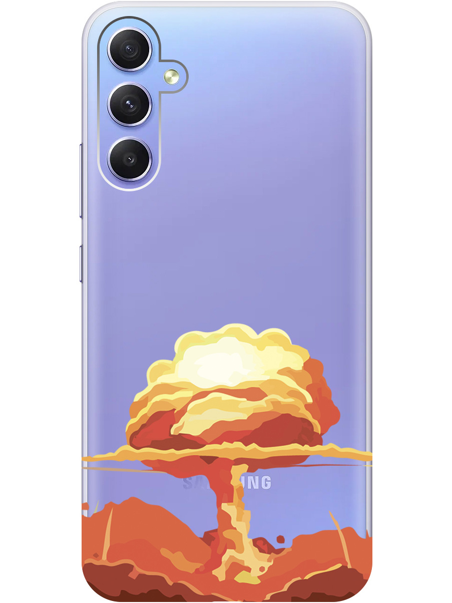 

Чехол на Samsung Galaxy A34 5G силиконовый с принтом "Boom", Прозрачный;красный, 20001404