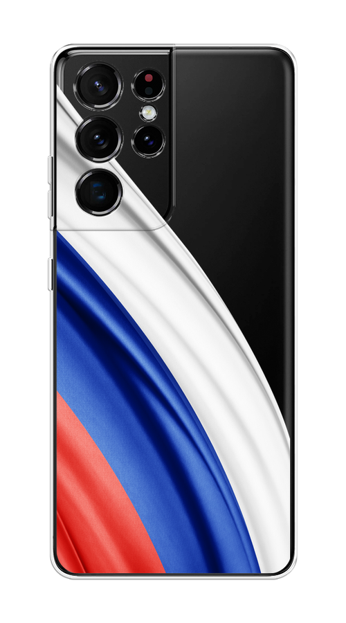 

Чехол на Samsung Galaxy S21 Ultra "Флаг России уголок", Белый;синий;красный;прозрачный, 2102250-1