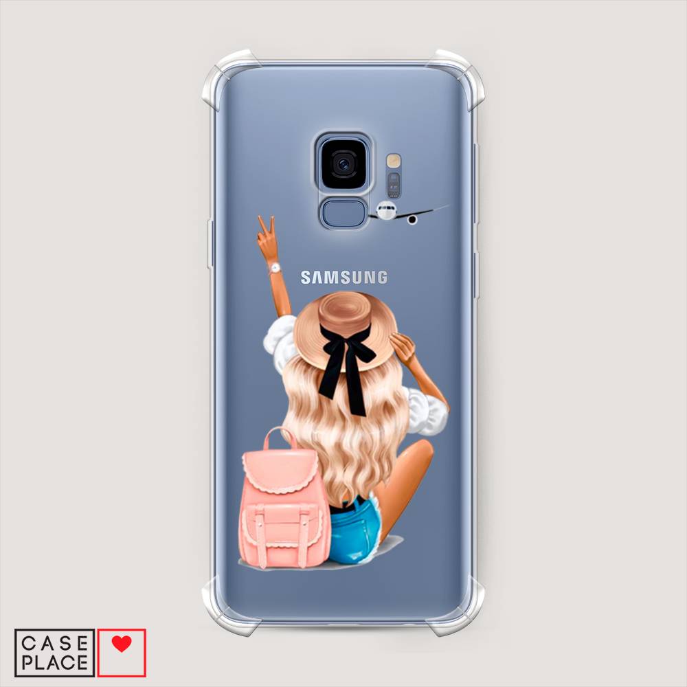 

Чехол Awog на Samsung Galaxy S9 "Автостопом самолетом", Бежевый;розовый;голубой, 25751-1