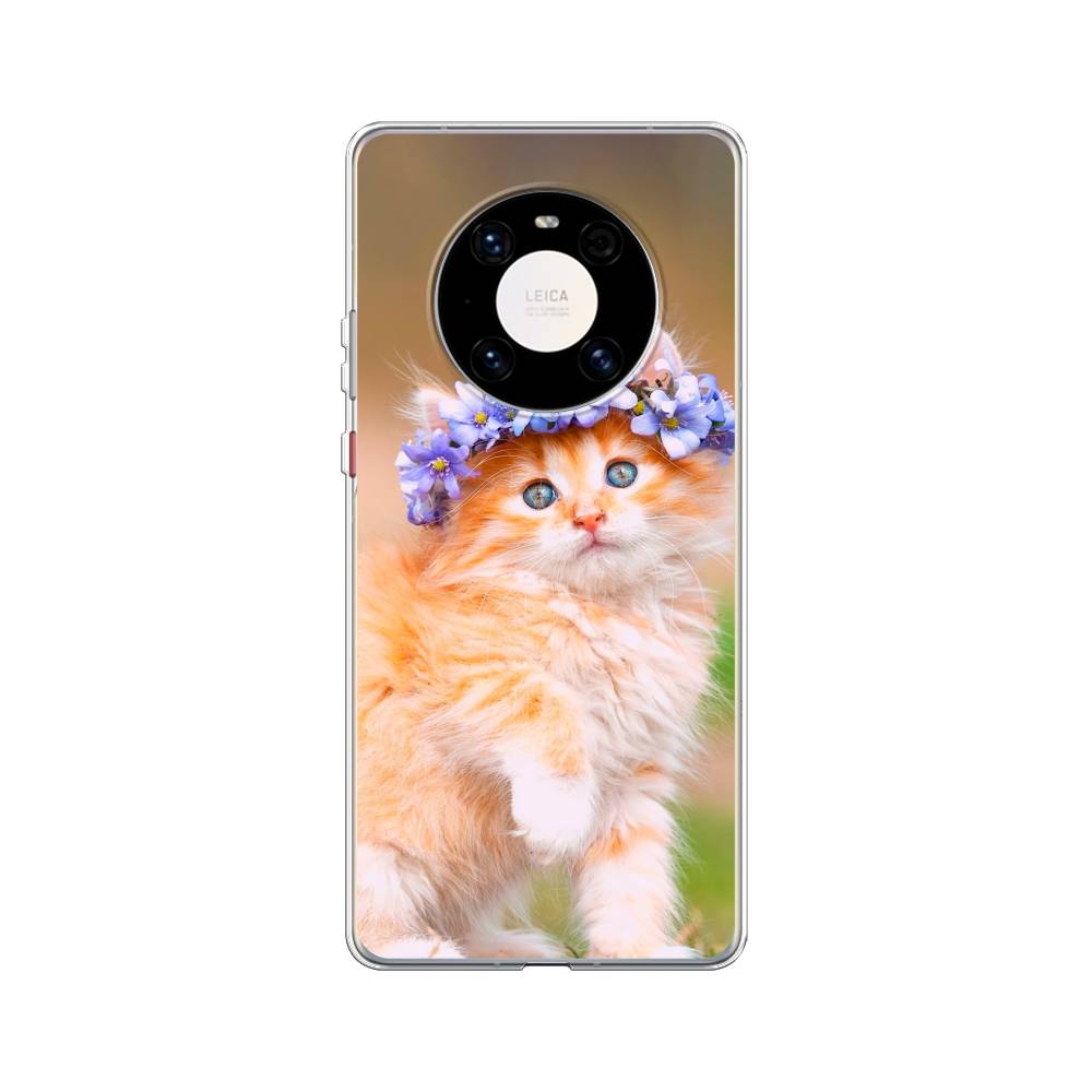 

Чехол Awog на Huawei Mate 40 Pro "Рыжий кот в венке", Коричневый;синий, 6104450-1