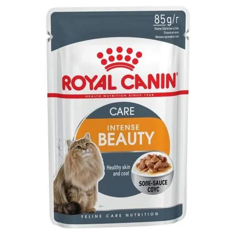 фото Влажный корм для кошек royal canin intense beauty, мясо, 85г