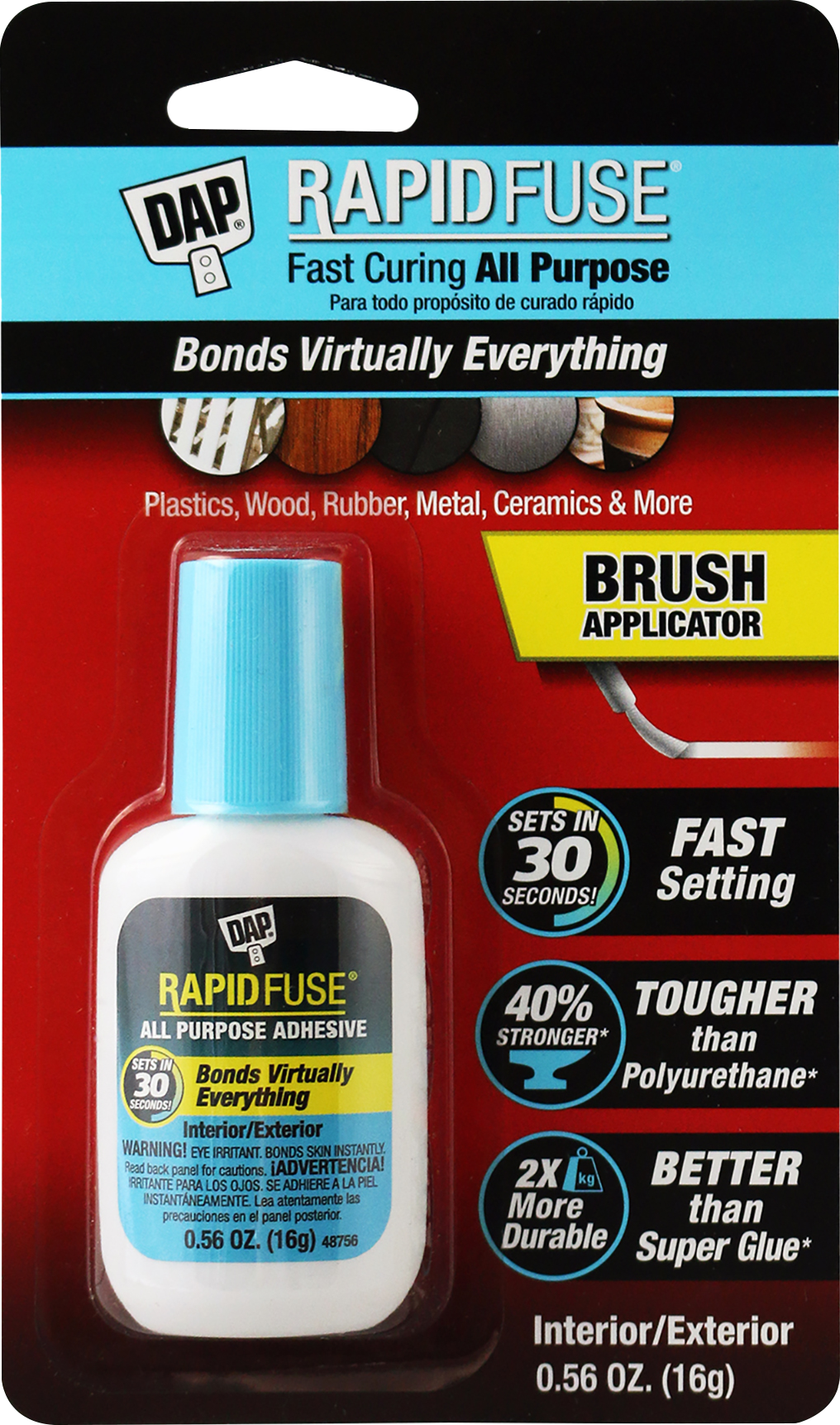 

Клей DAP Rapid Fuse универсальный с кисточкой (высыхание за 30 секунд), 16 г DAP 070798001