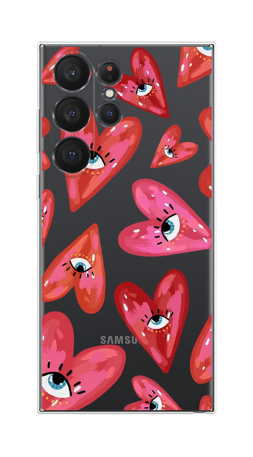 

Чехол Homey на Samsung Galaxy S23 Ultra 5G "Сердечки с глазами", 2107550-1